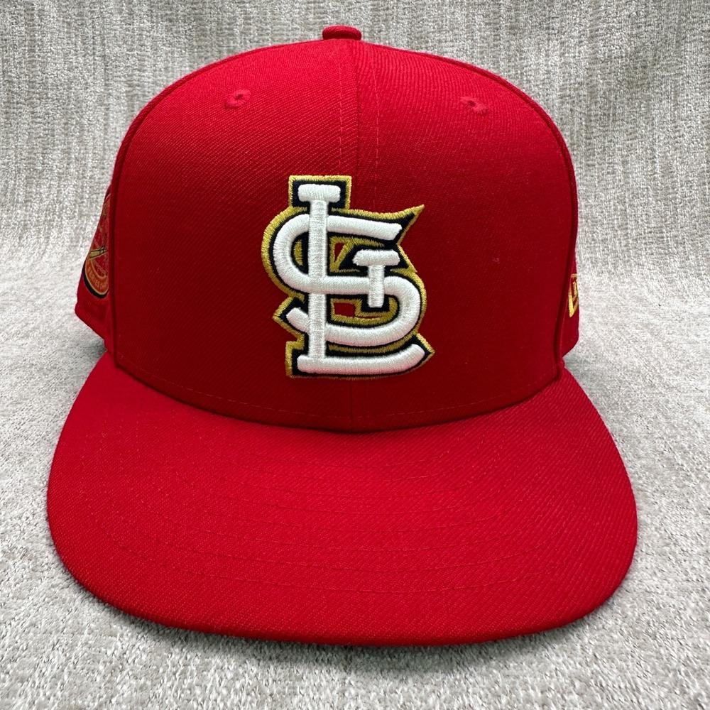 New Era 59FIFTY StL Cardinals Fitted Men's 7.5 Cap Hat Red Gold 11x Patch+ Liner